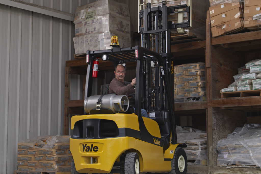 Person operating a Yale forklift