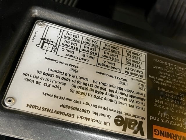 Yale forklift serial number