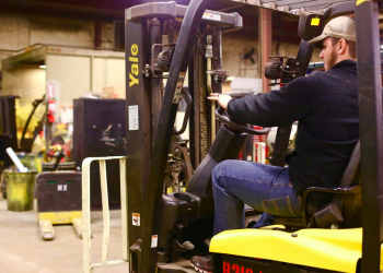 Person operating a Yale forklift