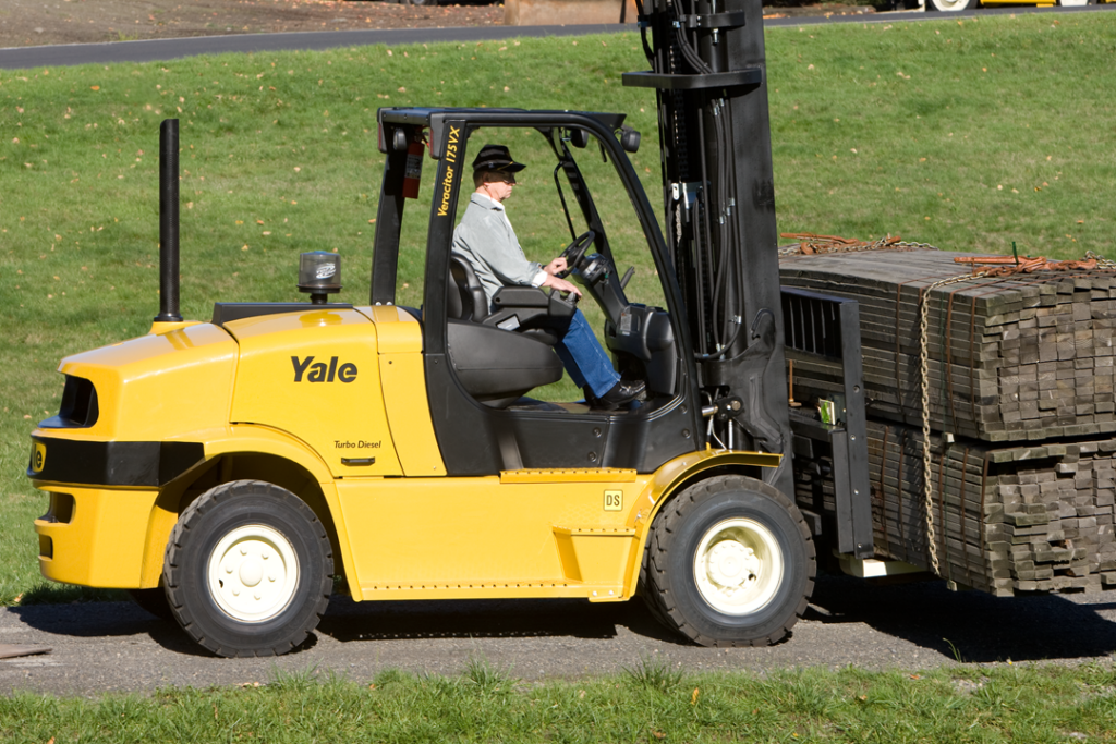 Person operating a Yale forklift