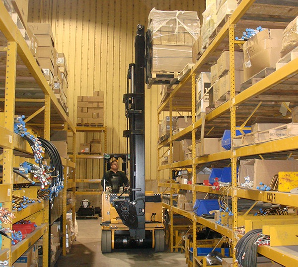 Forklift in a warehouse