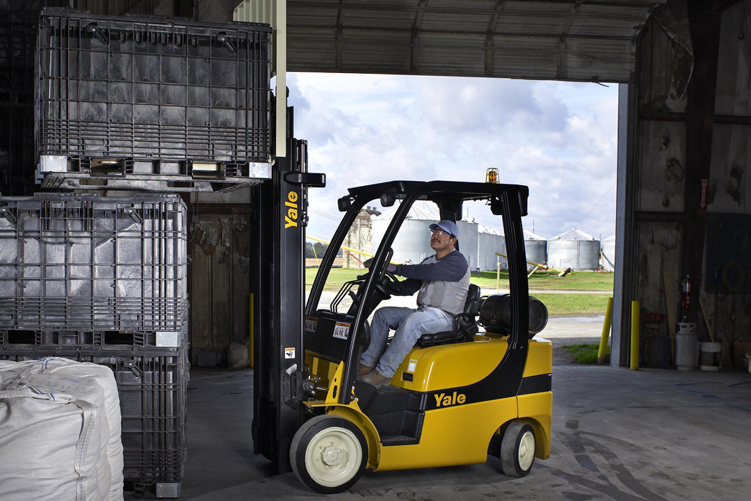 Person operating a Yale forklift