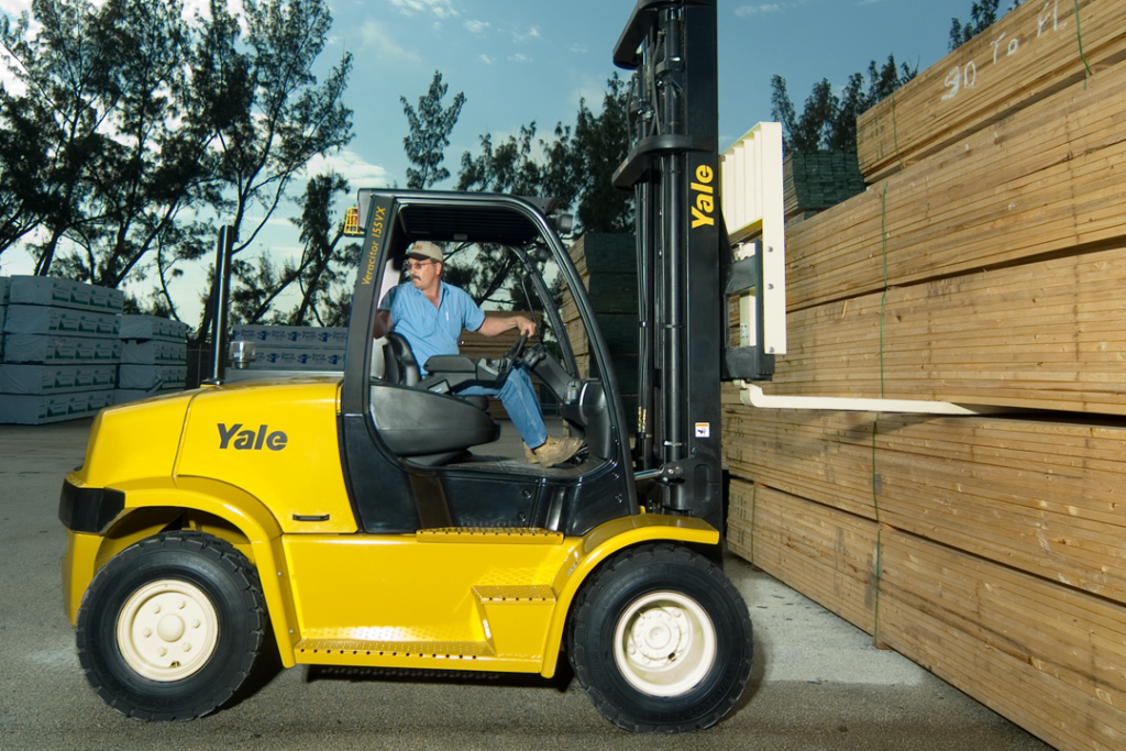 Person operating a Yale forklift