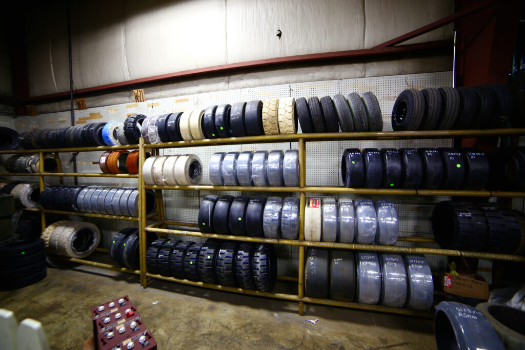 Rack of forklift tires